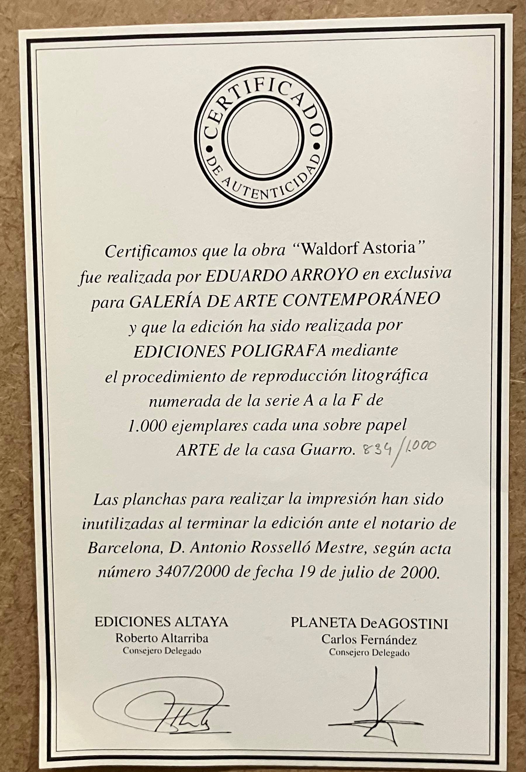 Eduardo Arroyo Waldorf Astoria B Subasta Real Subastas