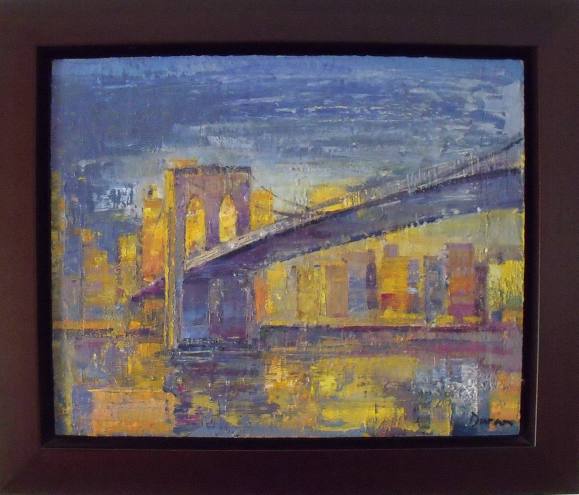 Marta Duran. Óleo sobre tabla Puente de Brooklyn. New York. 