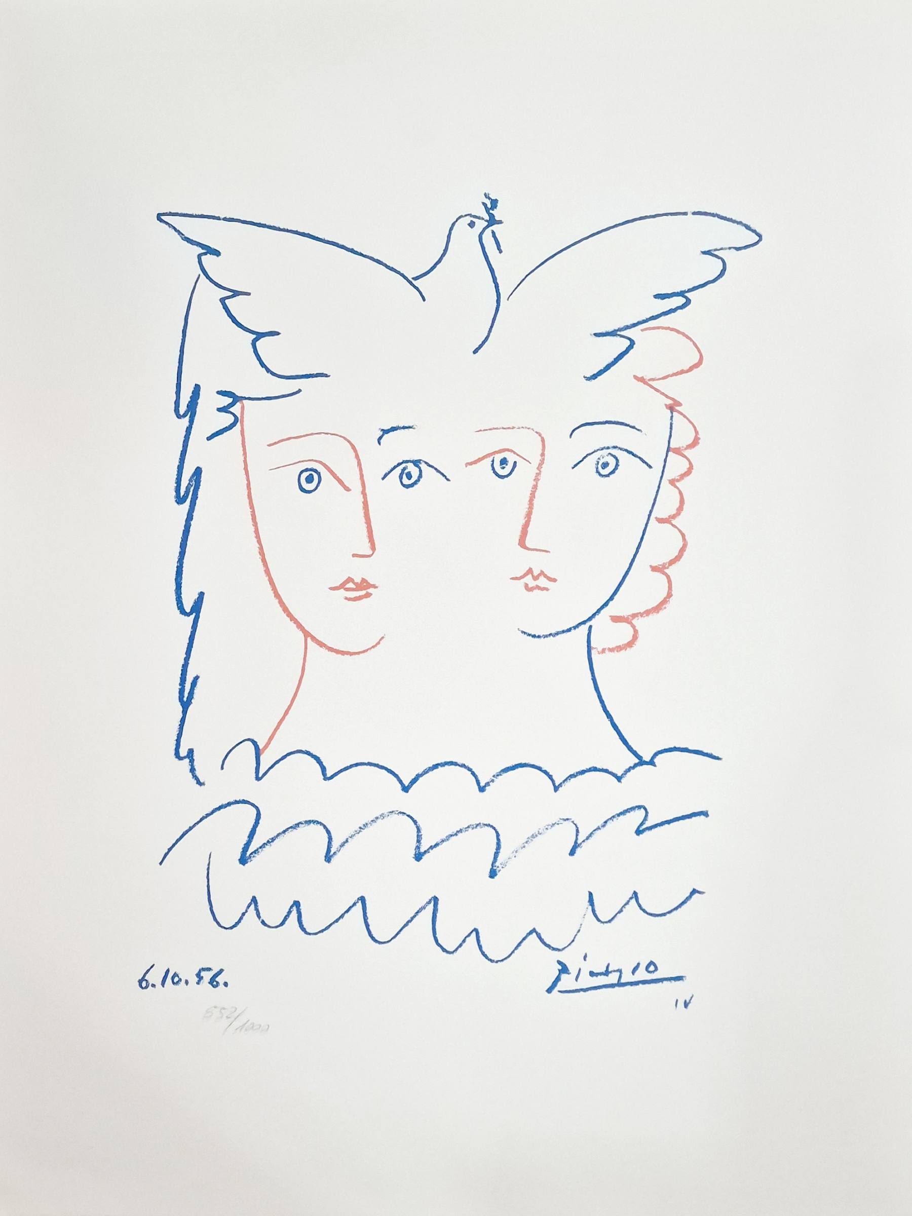 Pablo Picasso 2 Femmes A La Colombe 1956 Subasta Real · Subastas De Arte Online