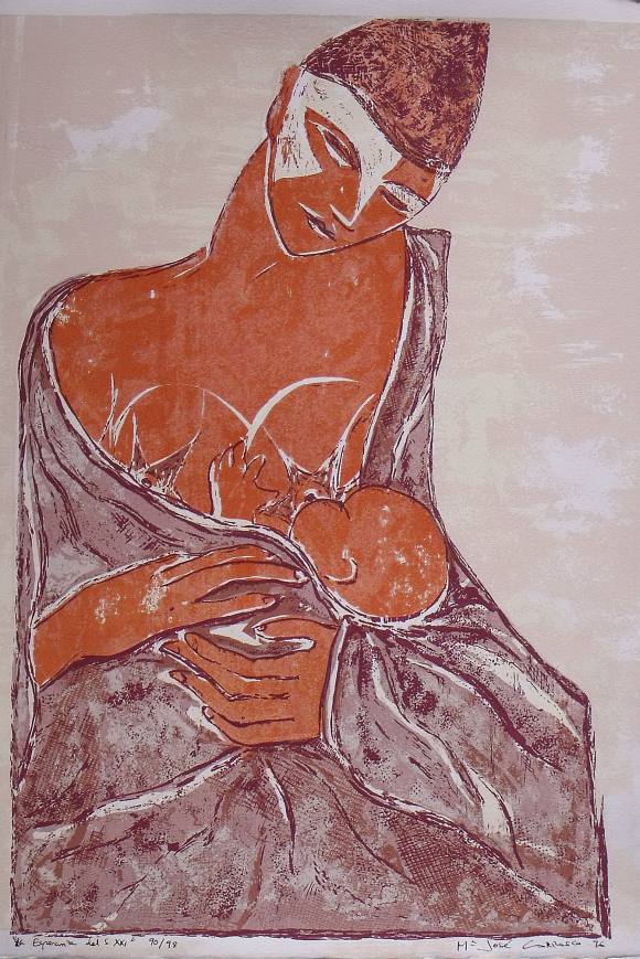 María José Carrasco. Serigrafía ”L'esperança del segle XXI”. Firmada a mano. Numerada 90/98. 1996. 50x35 cm. 