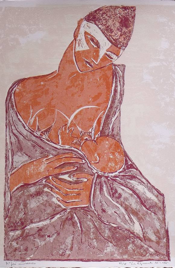 María José Carrasco. Serigrafía ”L'esperança del segle XXI”. Firmada a mano. Numerada 82/98. 1996. 50x35 cm. Papel Guarro de calidad. 