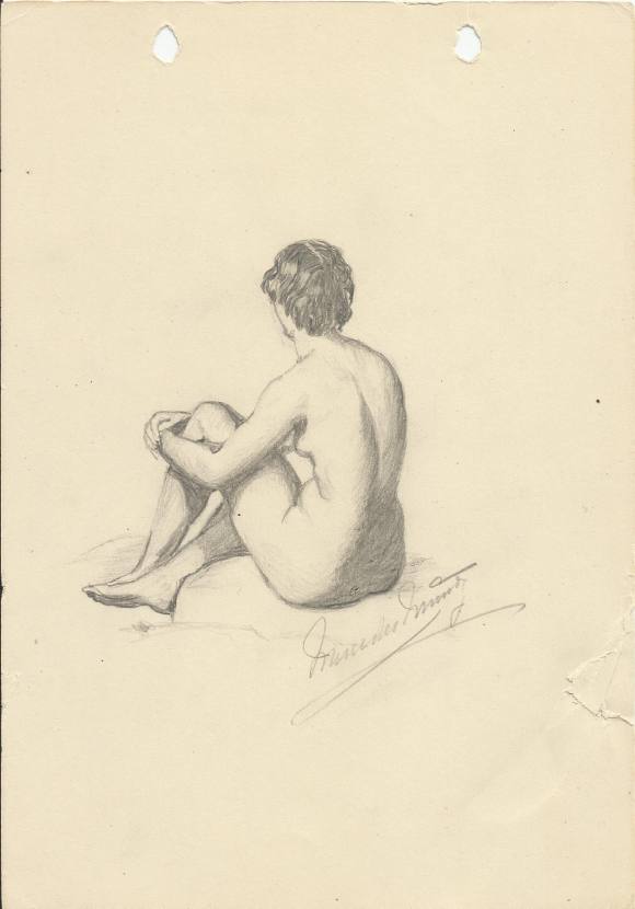 Mercedes Muñoz. Dibujo lápiz sobre papel 