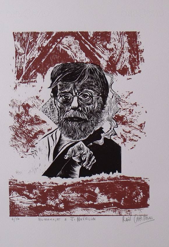 Raul Capitani. Serigrafía ”Homenaje a Josep Novellas”. Firmado a mano. Numerada 4/50. 51x35 cm. Papel Guarro de calidad.