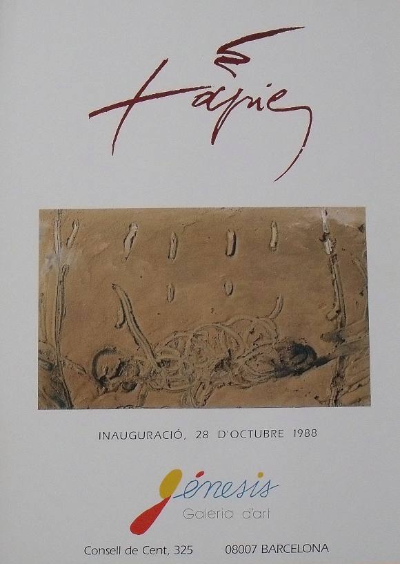 Antoni Tàpies. Cartel Exposición 1988. Galeria d'Art Génesis. Barcelona. 60x44 cm.