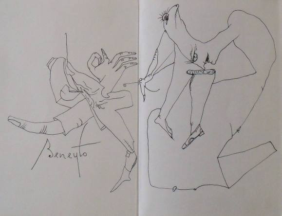 Antonio Beneyto. Dibujo a tinta sobre papel. ”Surrealismo”. Firmado a mano. 22,5x29 cm. 