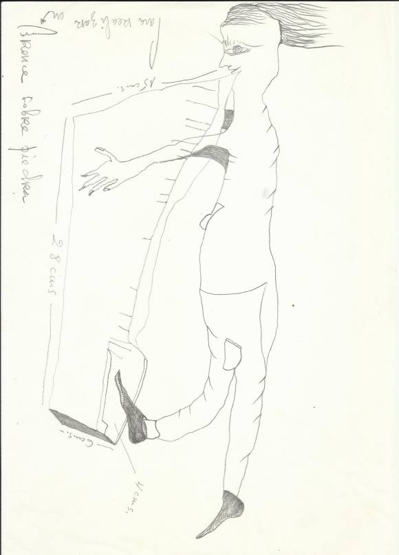 Antonio Beneyto. Dibujo lápiz sobre papel. Surrealismo. Escultura en bronce. Sin firmar. 30x21 cm. Con letra del artista.
