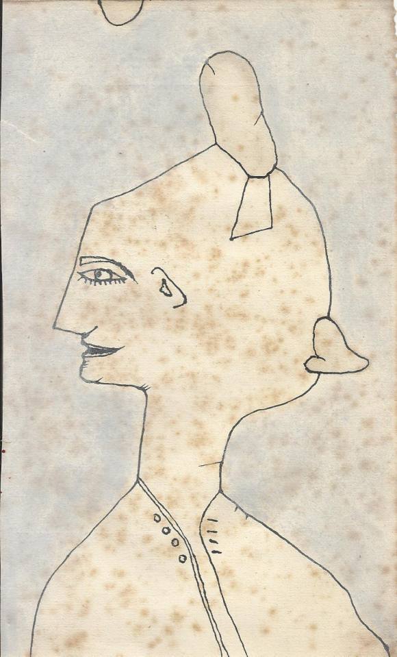 Antonio Beneyto. Dibujo a tinta y color sobre papel. Surrealismo. Sin firmar. 19,5x12 cm. 1968. 