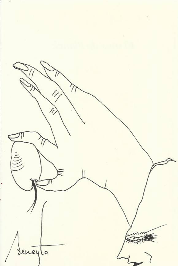 Antonio Beneyto. Dibujo a tinta sobre papel. Surrealismo. Firmado a mano. 19,5x13 cm. 