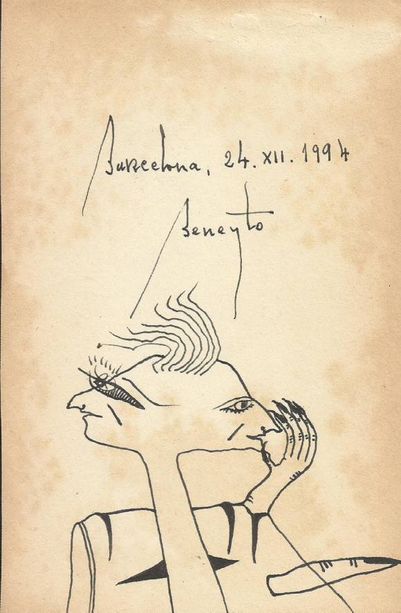 Antonio Beneyto. Dibujo a tinta sobre papel. ”Surrealismo”. Firmado a mano. 1994. 17,5x11,5 cm.