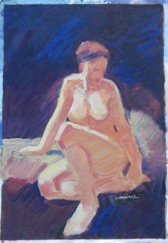 Carlos Enrique Lencinas Gómez. Pastel sobre papel. ”Desnudo femenino”. Firmado a mano. 51x32 cm. 
