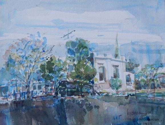 Carlos Enrique Lencinas Gómez. Acuarela sobre papel. ”Chaco. Argentina. 1989”. Firmado a mano. 23x29 cm. 