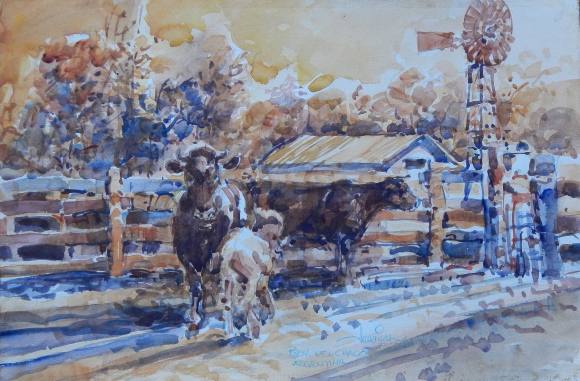 Carlos Enrique Lencinas Gómez. Acuarela sobre papel. ”Chaco. Argentina”. Firmado a mano. 31x46 cm. 