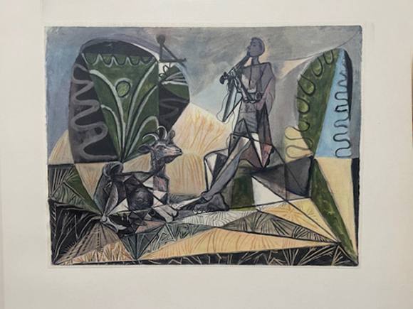 PABLO PICASSO - Cabra y hombre tocando la flauta