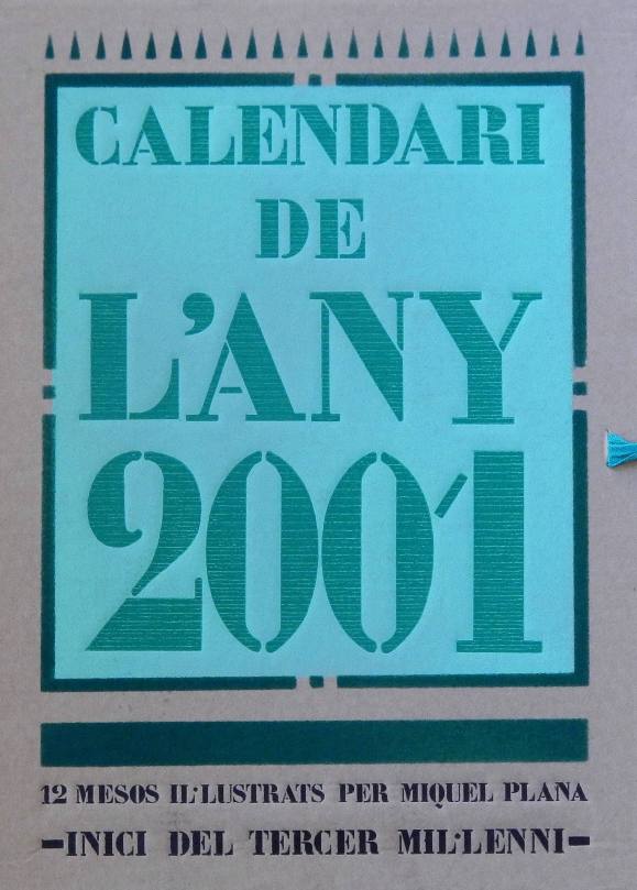 Calendari de l'any 2001. 12 mesos il·lustrats per Miquel Plana. 12 Linóleos. Nº 21/155. Firmados y numerados por el artista. 