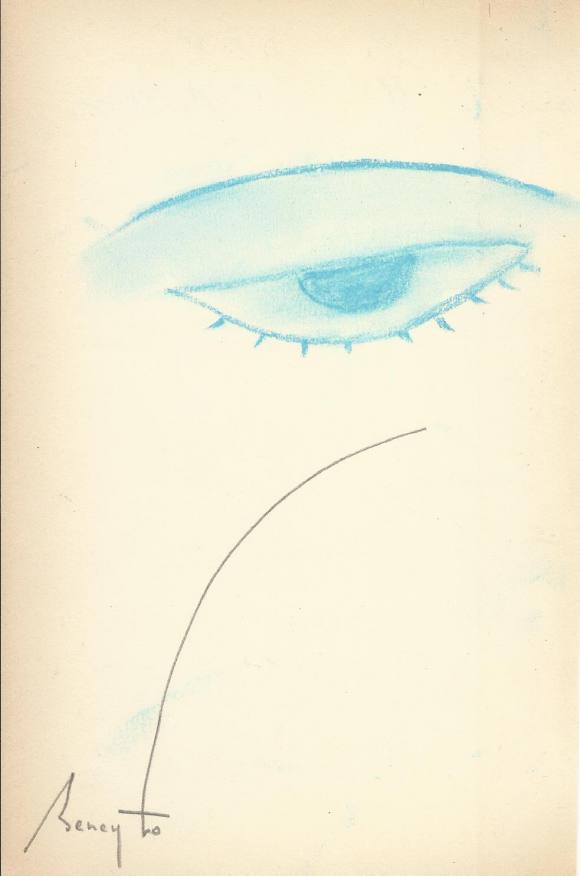 Antonio Beneyto. Dibujo a lápiz color sobre papel. 