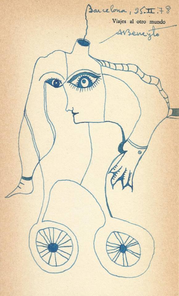 Antonio Beneyto. Dibujo a tinta sobre papel. Surrealismo. Firmado a mano. 18x11 cm. 1978. 