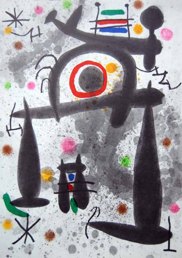 Joan Miró: Litografía original Derriere le miroir - 1971.