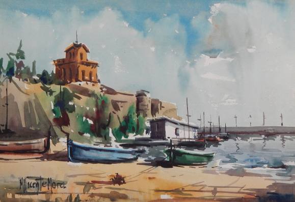 Manuel Vicente Mora. Acuarela sobre papel. ”Club Naútico Sant Feliu de Guixols