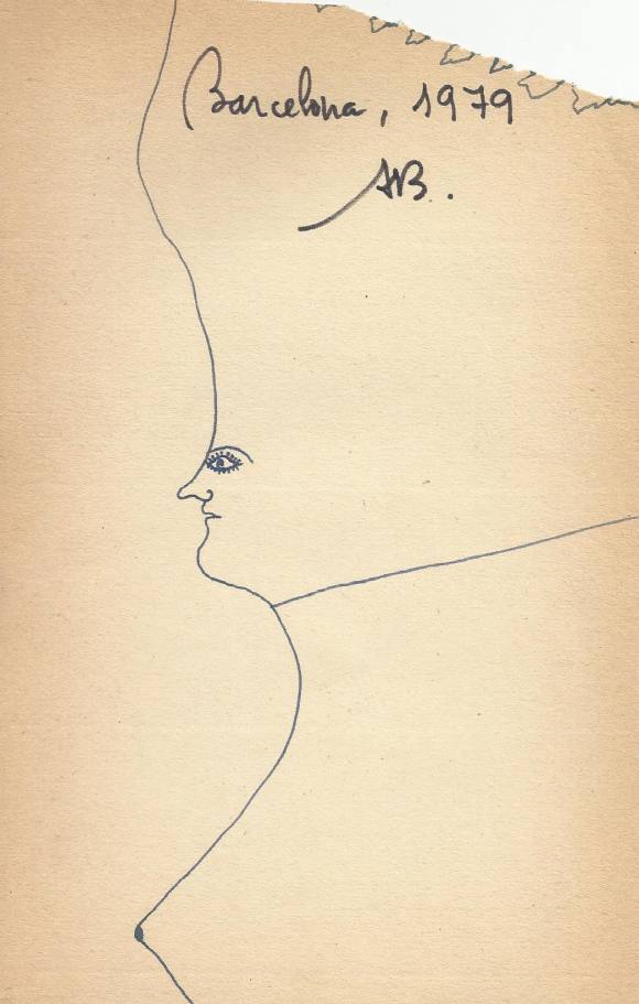 Antonio Beneyto. Dibujo a tinta sobre papel. Surrealismo. Firmado a mano. 21x13,5 cm. 1979. Barcelona.