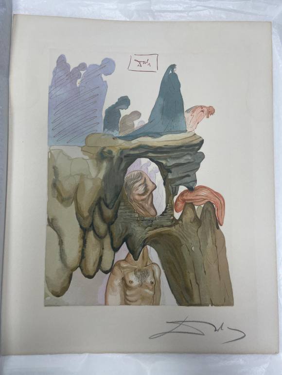 Salavdor Dalí - Infierno 10 - Figuras en la roca y descenso
